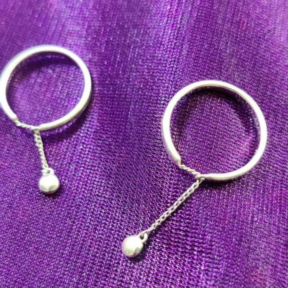 Pair of Sterling Silver Dangling Ball Stacking Rings